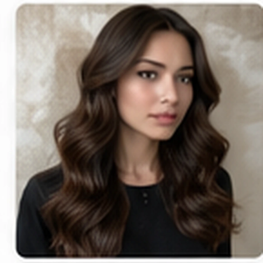 Brunette balayage dengan gelombang lembut